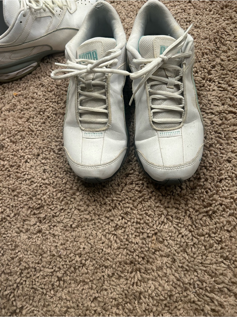 Puma White and Light Teal Sneakers